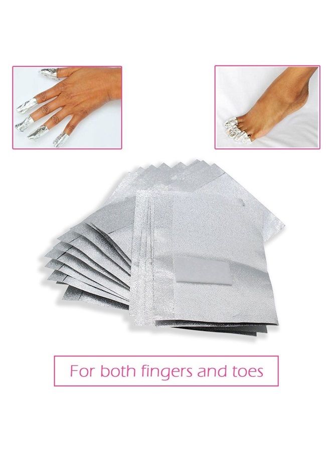 MIILYE Nail Remover Foil Wraps for Acrylic/UV/Gel Polish Soak-off Removal, with Pre-attached Lint Free Pad, Pack of 200 Wraps + 1x Stainless Steel Nail Manicure Remover Scraper Cuticle Pusher Kit - Image 5