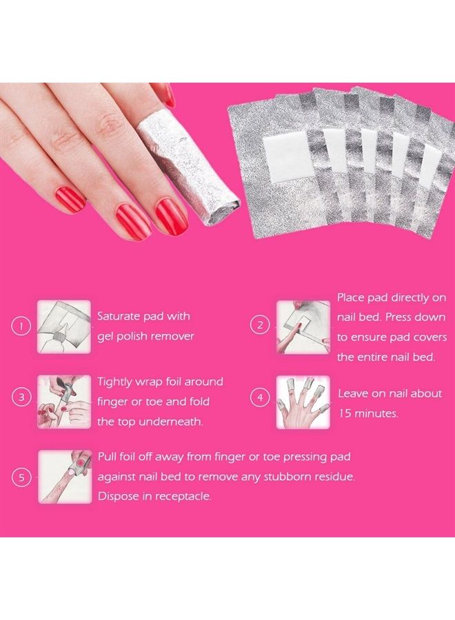 MIILYE Nail Remover Foil Wraps for Acrylic/UV/Gel Polish Soak-off Removal, with Pre-attached Lint Free Pad, Pack of 200 Wraps + 1x Stainless Steel Nail Manicure Remover Scraper Cuticle Pusher Kit - Image 3