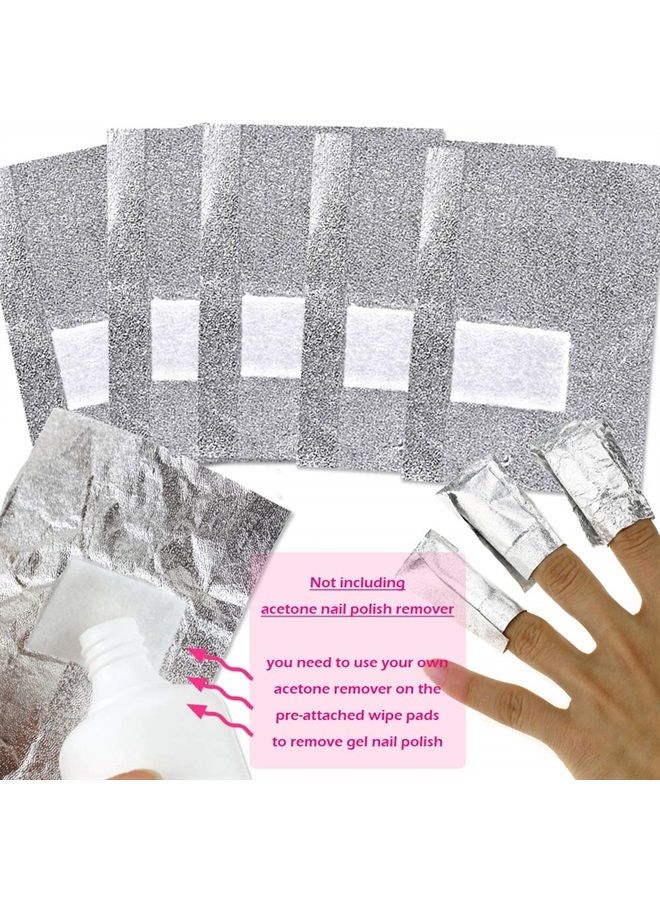 MIILYE Nail Remover Foil Wraps for Acrylic/UV/Gel Polish Soak-off Removal, with Pre-attached Lint Free Pad, Pack of 200 Wraps + 1x Stainless Steel Nail Manicure Remover Scraper Cuticle Pusher Kit - Image 2