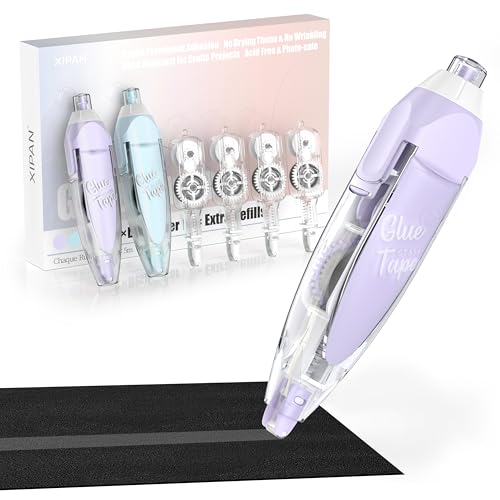 Xipan 2026 Retractable Double Sided Tape Roller for Crafts, 2 Pcs Glue Tape for Scrapbooking with 4 Extra Refills,16FT Scrapbook Tape Runner, Tape for Art School Office Supplies Purple & Green - Image 1