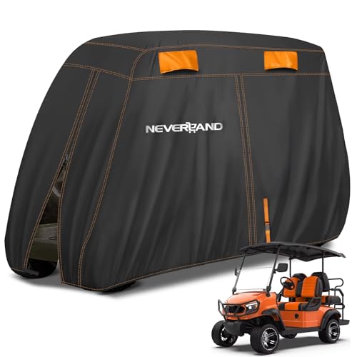 NEVERLAND Golf Cart Cover 4 Passenger, Heavy Duty 420D Golf Cart Covers, Waterproof Club Car Golf Cart Cover with Zipper Doors Compatible with EZGO Yamaha Club Car 4 Seat (Up to 115 Inch) - Image 1