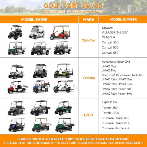 NEVERLAND Golf Cart Cover 4 Passenger, Heavy Duty 420D Golf Cart Covers, Waterproof Club Car Golf Cart Cover with Zipper Doors Compatible with EZGO Yamaha Club Car 4 Seat (Up to 115 Inch) - Image 4