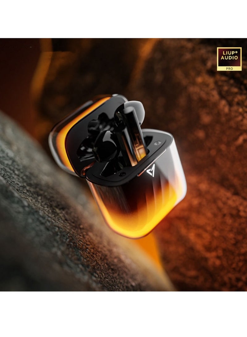 سماعات LIUP Pods - سماعات رأس لاسلكية حقيقية للألعاب Luminous Quicksand للألعاب مع خاصية إلغاء الضوضاء النشطة، وجودة صوت عالية الدقة وعمر بطارية طويل للغاية - اللون الذهبي - Image 1