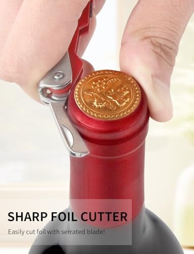 CORKAS Wine Key - Professional Handcrafted Heavy Duty Waiter Corkscrew, Compact Wine Opener with Double Hinged, Foil Cutter and Bottle Opener, Gifts for Servers, Sommelier, Bartenders - Red - Image 3