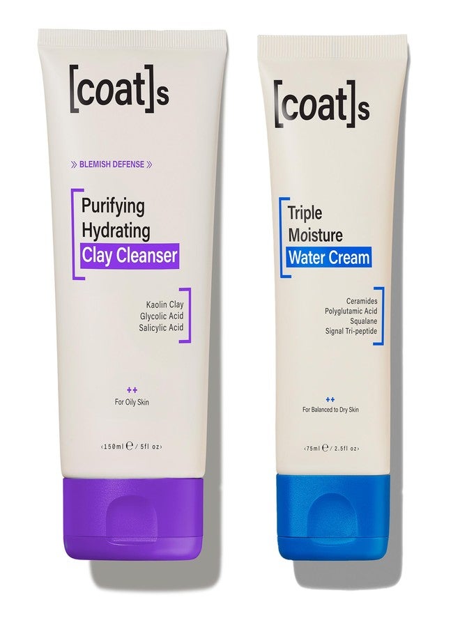 COATS Daily Blemish Defense Duo – Clay Cleanser 5 oz + Triple Moisture Water Cream 4.2 oz – Helps Prevent Breakouts & Protects Skin Barrier - Image 1