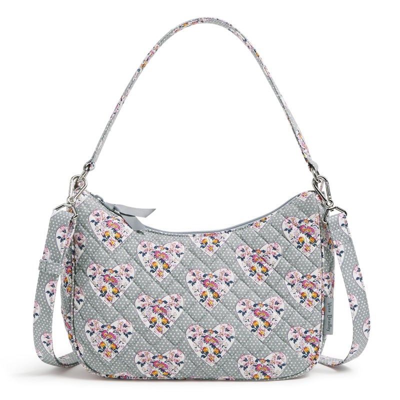 Vera Bradley Cotton Frannie Crescent Crossbody Purse, Mon Amour Gray, One Size - Image 1