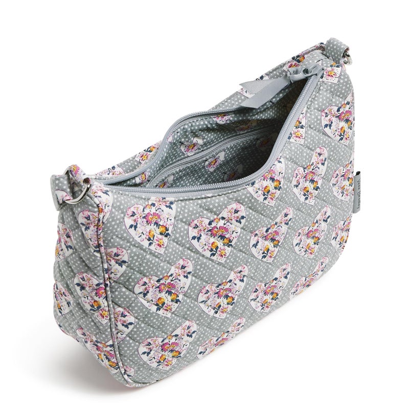 Vera Bradley Cotton Frannie Crescent Crossbody Purse, Mon Amour Gray, One Size - Image 4