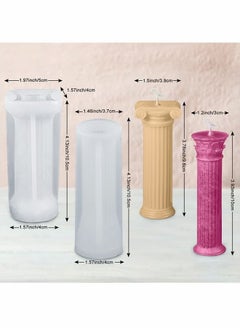 HY 2 Pieces 3D Roman Column Candle Molds, Ancient Pillars Silicone Moulds Stripe Shape Cylinder Candle Moulds Epoxy Casting Soap Molds for DIY Wedding Dinner Candle Making Supplies  - Image 5
