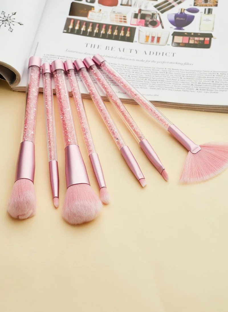 Pink Cactus 7 Pack Makeup Brush Set - Pink
