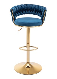 DubaiGallery Velvet Woven Bar Stools, Modern Height Adjustable Swivel Barstools Counter Chairs with Back & Golden Metal Base for Pub, Kitchen, Cafe  - Image 2
