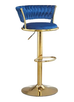 DubaiGallery Velvet Woven Bar Stools, Modern Height Adjustable Swivel Barstools Counter Chairs with Back & Golden Metal Base for Pub, Kitchen, Cafe  - Image 1