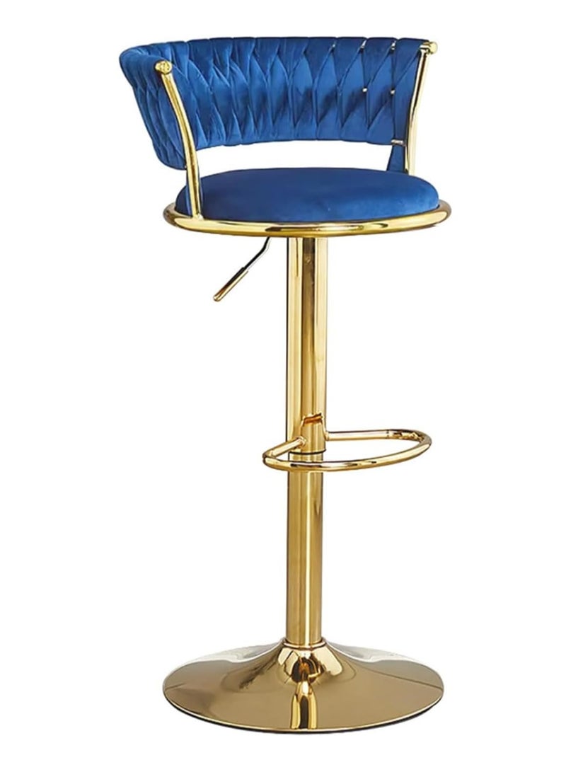 DubaiGallery Velvet Woven Bar Stools, Modern Height Adjustable Swivel Barstools Counter Chairs with Back & Golden Metal Base for Pub, Kitchen, Cafe - Image 1