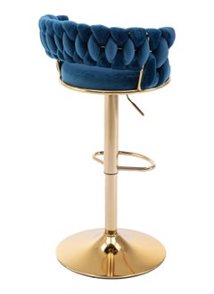 DubaiGallery Velvet Woven Bar Stools, Modern Height Adjustable Swivel Barstools Counter Chairs with Back & Golden Metal Base for Pub, Kitchen, Cafe  - Image 3