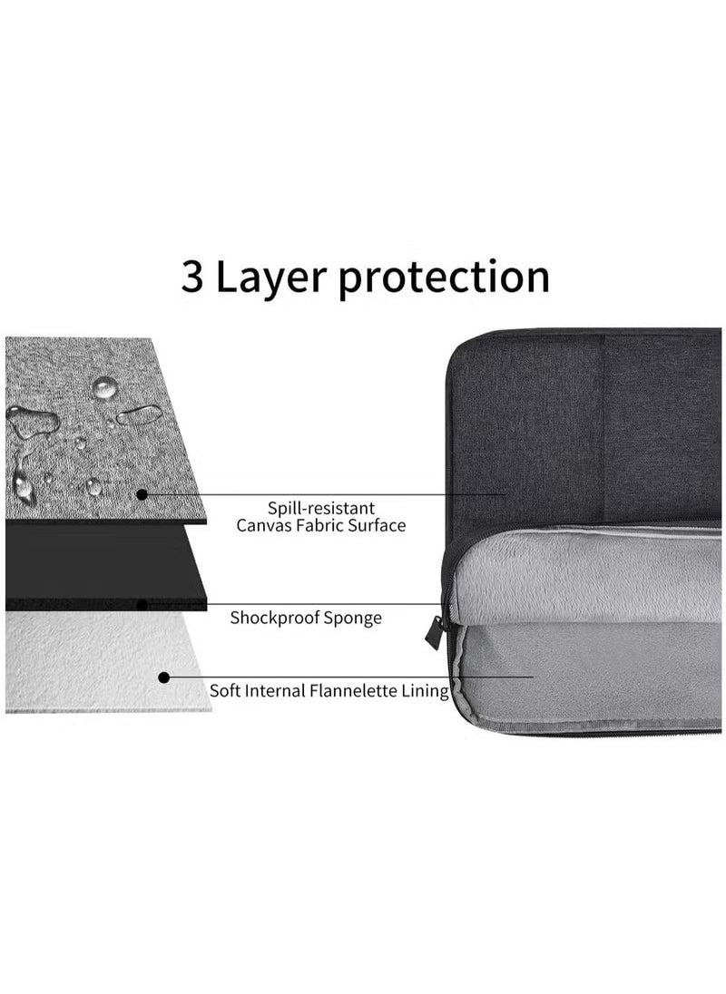 Arabest - 15.6-Inch Laptop Sleeve with Handle, Protective Case with Zipper Portable Monitors Computer Bag, Dark Grey - Image 1