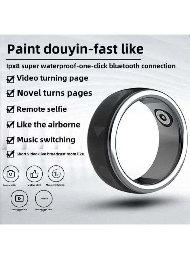 Smartphone Bluetooth Ring Brush Shake Audio And Video Artifact High Black Technology Photo Ring Android IOS Universal-Colour:Brush Video-cut Song-like-selfie No. 11 Finger Circumference 64.6mm  - Image 2
