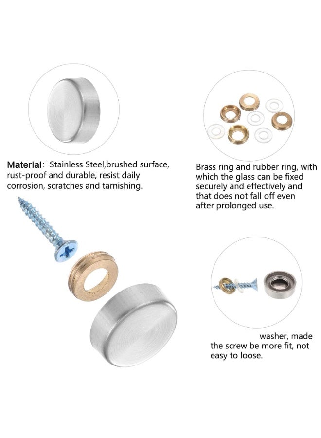 5pcs,Stainless Steel Screw Cover Cap, 0.63"/16mm Diameter Mirror Decorative Screws with Caps Silver Mirror Screws Fasteners, Sign Advertising Hardware, Nails, Construction,Chrome  - Image 3