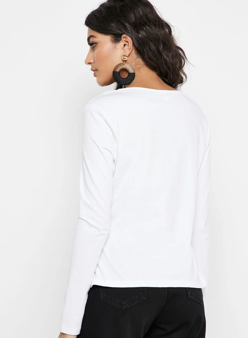 LOST INK Square Neck Ruched Detail Top