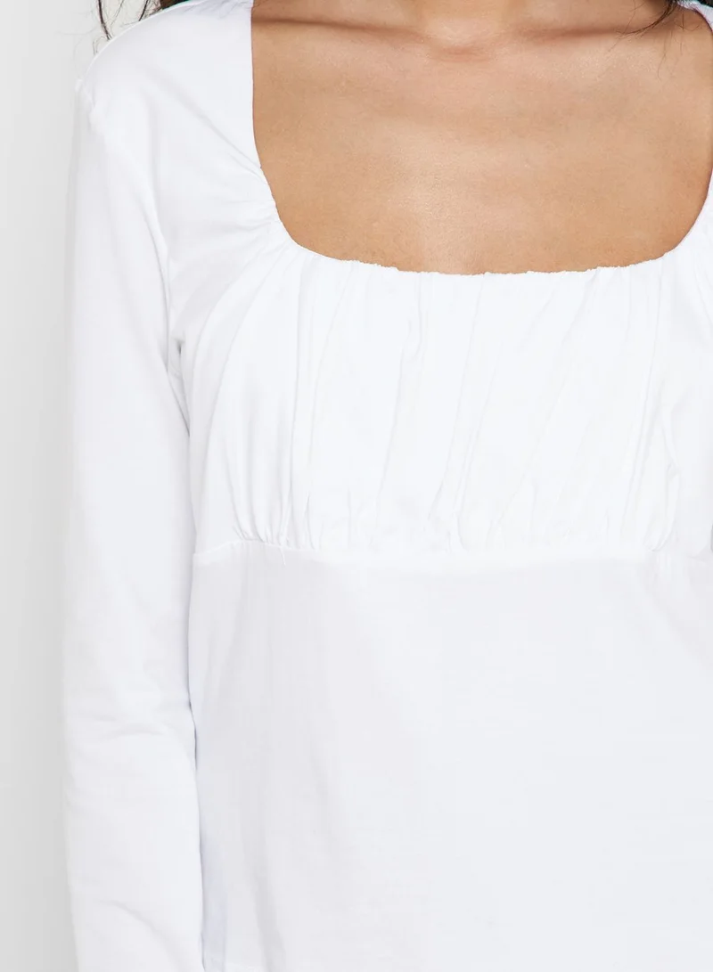 LOST INK Square Neck Ruched Detail Top