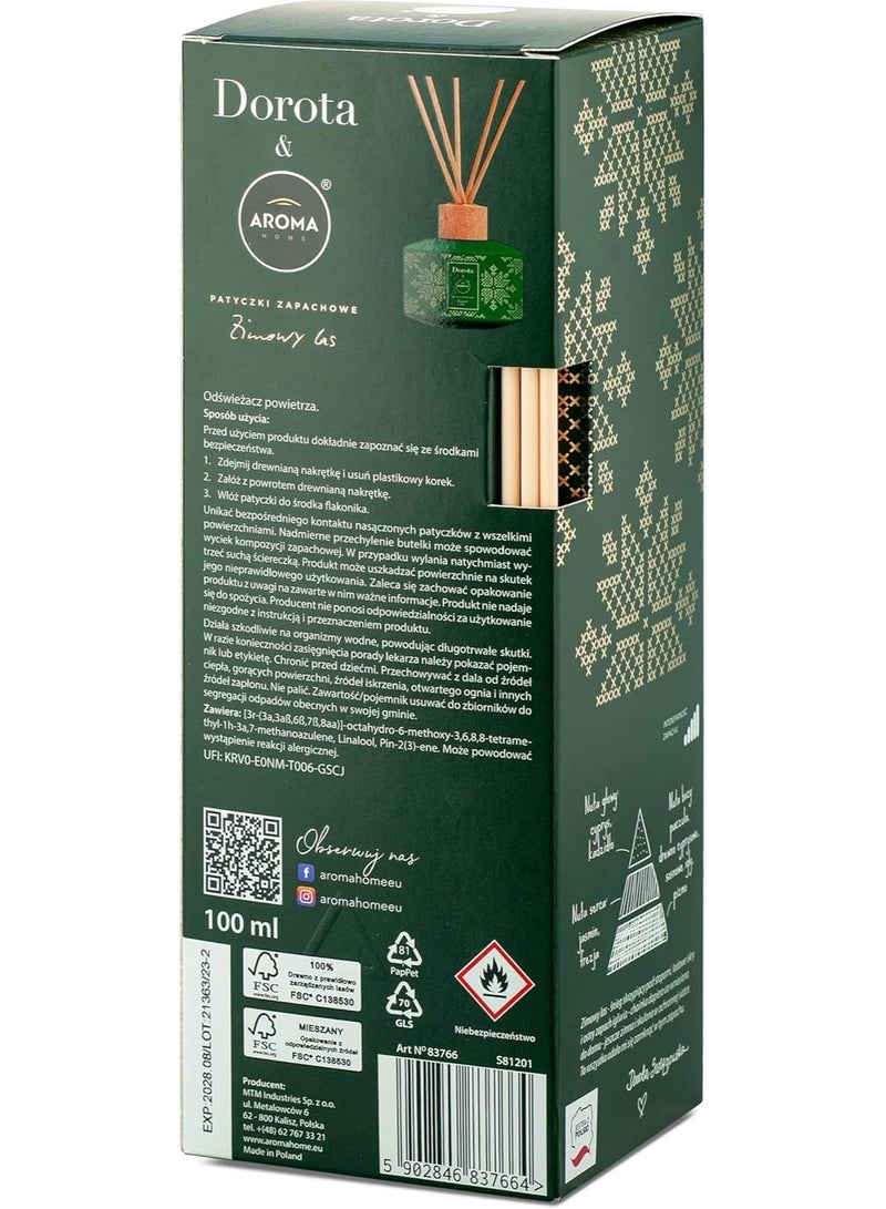 اروما هوم طقم موزّع عطر بأعواد أروما هوم ودوروتا، 100 مل، صنع في بولندا، العلاج العطري للمكتب المنزلي (غابة الشتاء) - Image 2