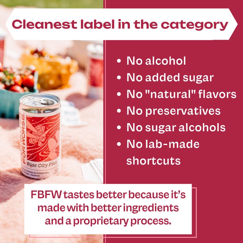 For Bitter For Worse Non-Alcoholic Cocktail - Sparkling Botanical Spritz & Craft Mocktails - Bold Complex Flavor - Gluten-Free, Vegan, No Added Sugar, Caffeine Free (Rose City Fizz, 6.3 Fl Oz, 8-pack) - Image 3