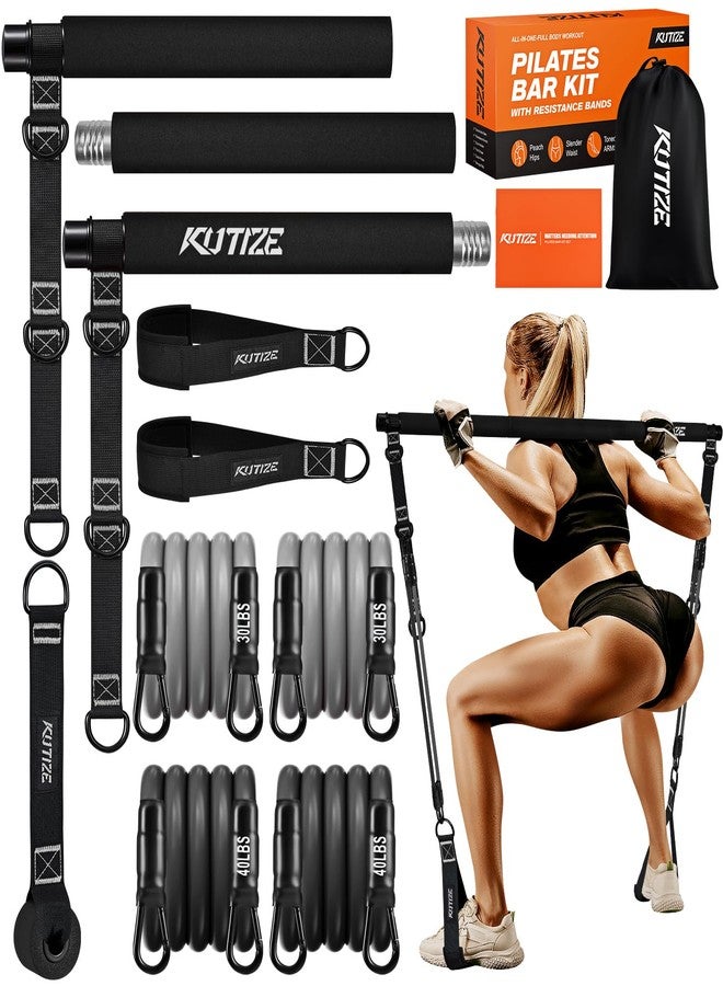 KUTIZE Pilates Bar Kit with Resistance Bands, 3-Section Multifunctional Pilates Equipment with Metal Adjustment Buckle, Portable Home Gym Yoga Pilates Resistance Bar Kit for Women & Men Full Body Workouts - Image 1