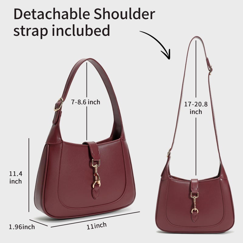 Keyli Shoulder Bag for Women Vegan Leather Shoulder Handbags Small Cute Hobo Purses trendy Top Handle Crossbody Bag with Adjustable Strap Wine Red - Image 4