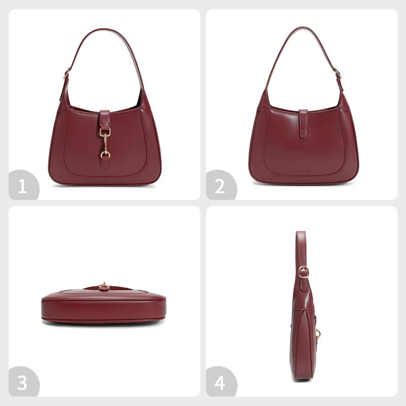 Keyli Shoulder Bag for Women Vegan Leather Shoulder Handbags Small Cute Hobo Purses trendy Top Handle Crossbody Bag with Adjustable Strap Wine Red - Image 5