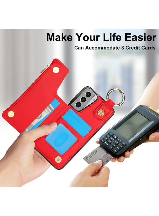 اس-توب جراب لهاتف Samsung Galaxy S21 5G RFlD مضاد للسرقة مزود بحلقة مزدوجة وسحاب وبطاقة - Image 5