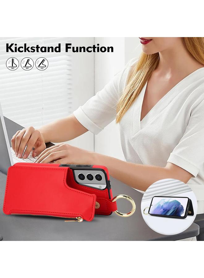 اس-توب جراب لهاتف Samsung Galaxy S21 5G RFlD مضاد للسرقة مزود بحلقة مزدوجة وسحاب وبطاقة - Image 4