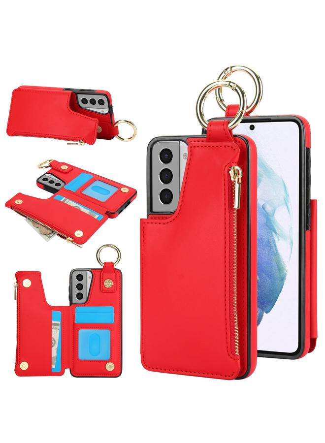 اس-توب جراب لهاتف Samsung Galaxy S21 5G RFlD مضاد للسرقة مزود بحلقة مزدوجة وسحاب وبطاقة - Image 1