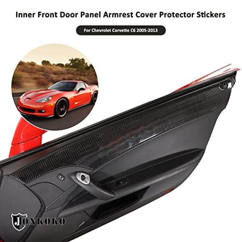 JONKOKO 2Pcs Carbon Fiber Inner Front Door Panel Armrest Cover Trim Interior Decoration For Chevrolet Corvette C6 2005-2013 Car Inner Door Panel Trim Sticker Accessories (Black) - Image 4