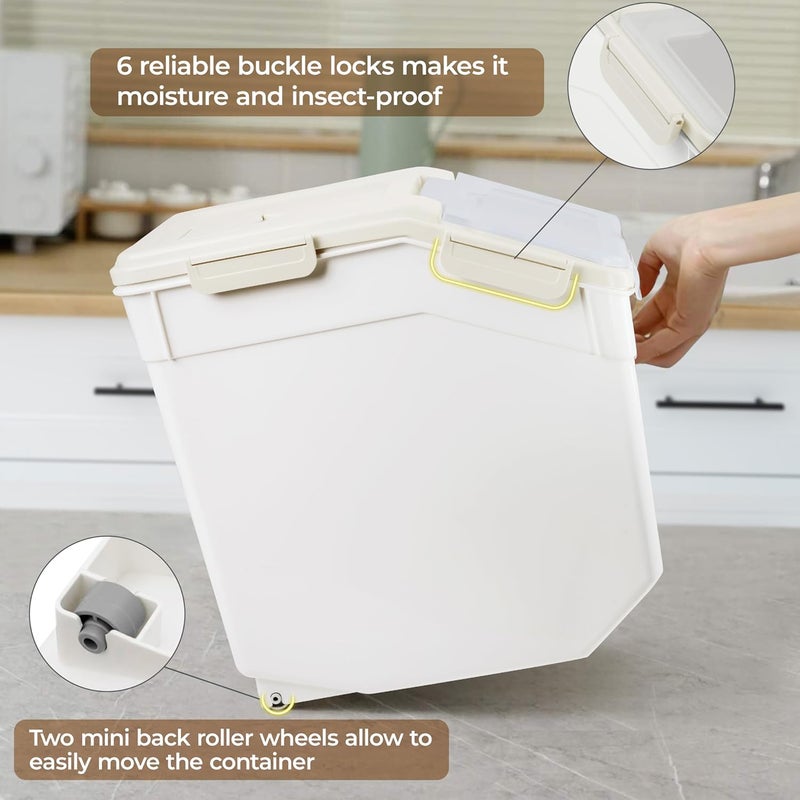 ABOUT SPACE 15Kg Rice Container 2 Pcs Airtight Rice Storage Container with Measuring Cup Rice ShovelRice Barrel DispenserMoisture Proof Kitchen Organiser for CerealsPulsesPet Food GreyPlastic - Image 5