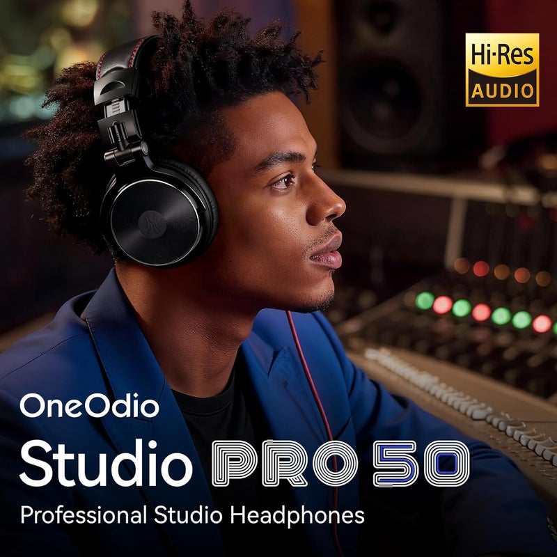 OneOdio Hi-Res Over Ear Headphones for Studio Monitoring and Mixing, Sound Isolation, Protein Leather Earcups, 50mm Driver Unit, Wired Headphones for AMP Guitar Keyboard (Pro-50) - Image 2