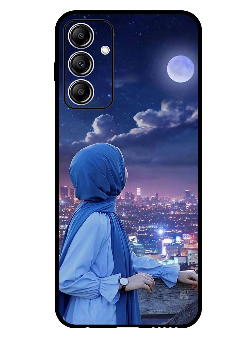 Theodor Protective Case Anti Scratch Shock Proof Bumper Cover For Samsung Galaxy A35 Hijab Girl Looking at Moon  - Image 1