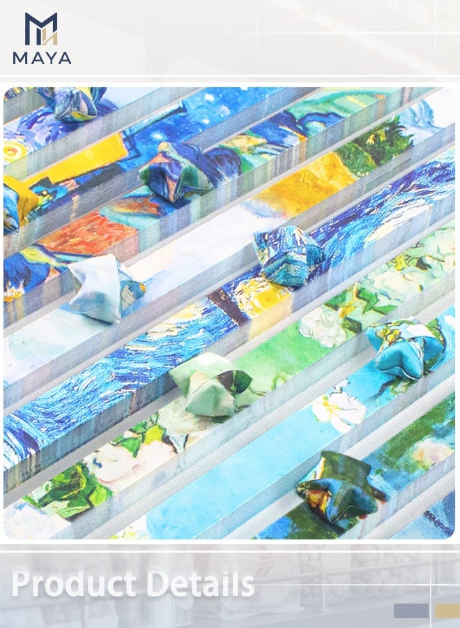 Maya 540 Sheets DIY Stars Origami Paper Set, Art Oil Painting Theme, Includes LED Lights, for Handmade Home Cards Gift Party Decoration Crafts - Image 5