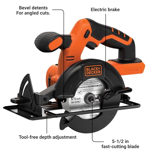 BLACK+DECKER 20V 5-1/2" Cordless Circular Saw, Bare Tool Only (BDCCS20B) - Image 2