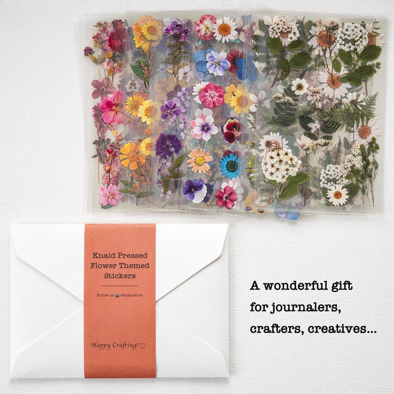 Knaid Pressed Flower Themed Stickers (Assorted 486 Pieces, 36 Sheets) Dried Floral Resin Stickers Decals Botanical Journaling Sticker for Scrapbook Supplies Junk Journal Bullet Journal Planner Laptop - Image 5