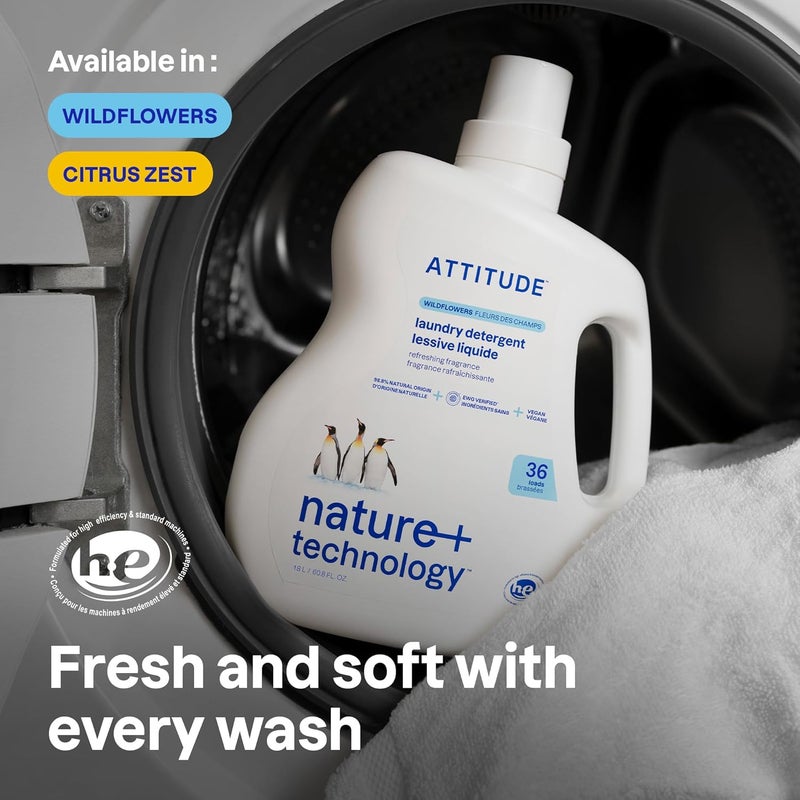 ATTITUDE Citrus Zest Liquid Laundry Detergent - Plant-Based, Vegan, 36 Loads, 60.8 Fl Oz - Image 2