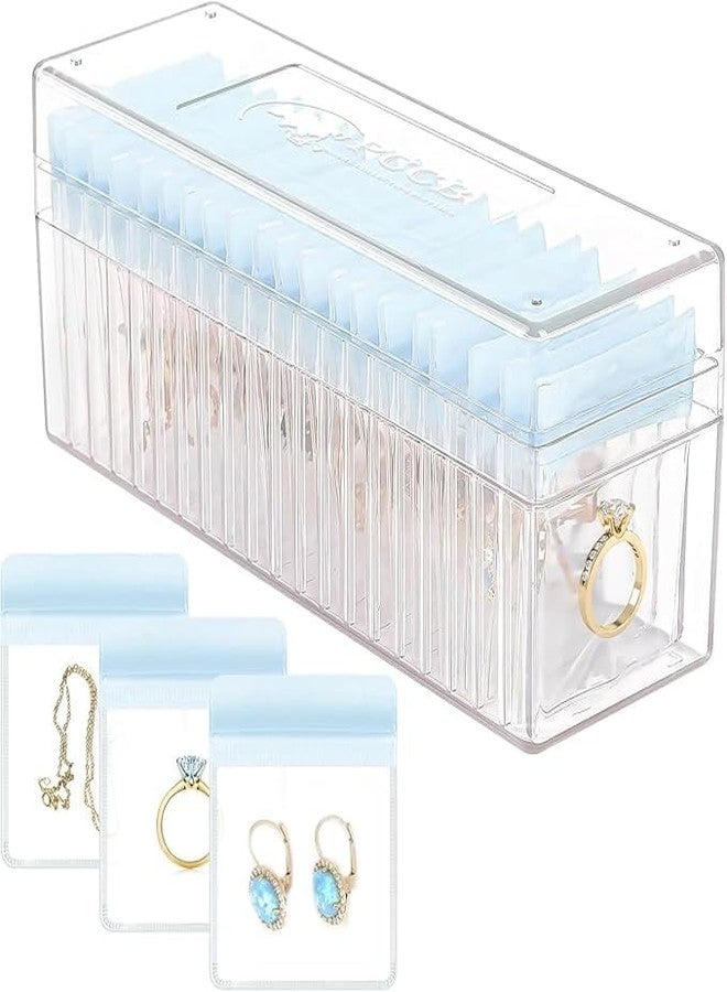 PROSFIA Clear Jewelry Organizers and Storage, Acrylic Travel Jewelry Case 20 Pcs Individual Jewelry Bags Portable Anti Tarnish Dustproof, Jewelry Organizer Box Bracelet Storage for Rings Earrings - Image 1