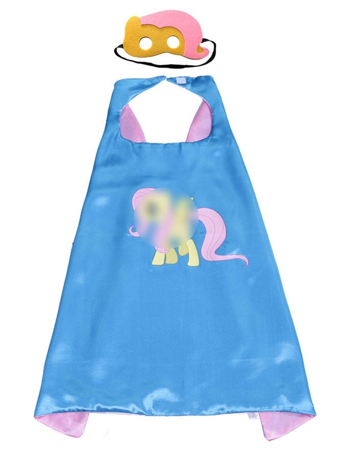 Halamodo Capes and Masks Set , My Little Pony - Kids Cosplay Costume Set ,Double Side Cape For Girls Ages 3-12 ,For Birthday Party ,Costume Party ,Stage Performance ,Theme Celebration Party ,Talent Show ,Best Gifts For Kids ,70*70cm - Image 1