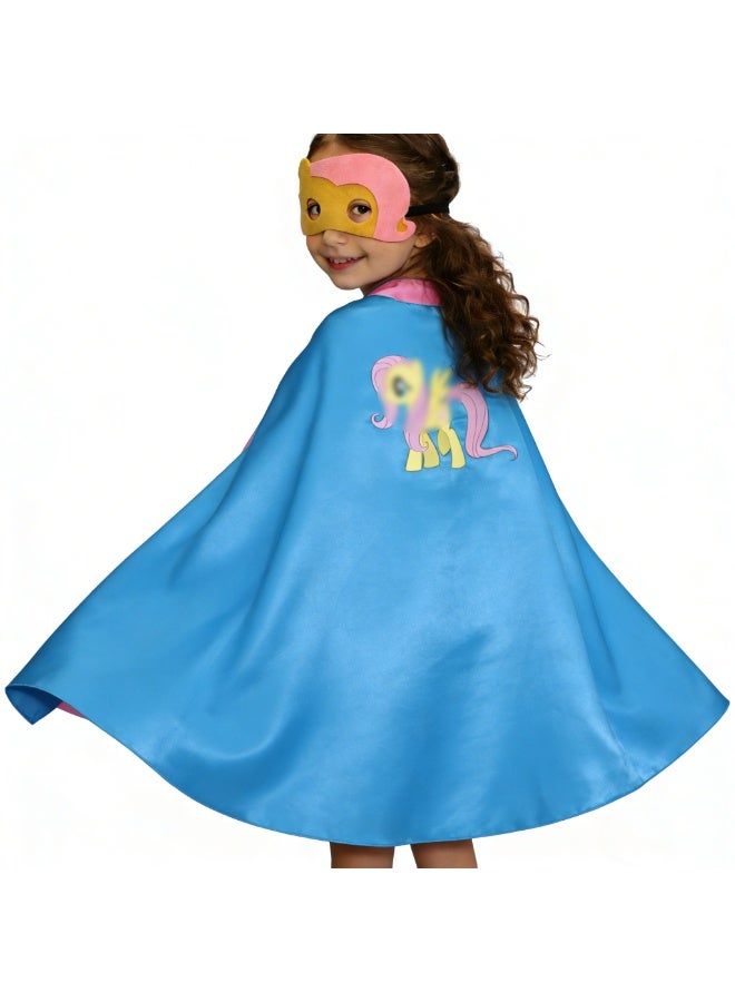 Halamodo Capes and Masks Set , My Little Pony - Kids Cosplay Costume Set ,Double Side Cape For Girls Ages 3-12 ,For Birthday Party ,Costume Party ,Stage Performance ,Theme Celebration Party ,Talent Show ,Best Gifts For Kids ,70*70cm - Image 2