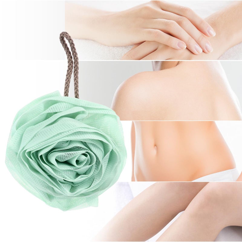 Soft Mesh Exfoliating Shower Sponge Set 2 Pcs Sky Blue Mint Green Loofah Ball - Image 5
