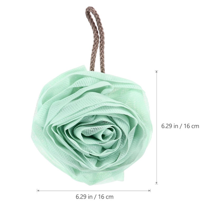 Soft Mesh Exfoliating Shower Sponge Set 2 Pcs Sky Blue Mint Green Loofah Ball - Image 3