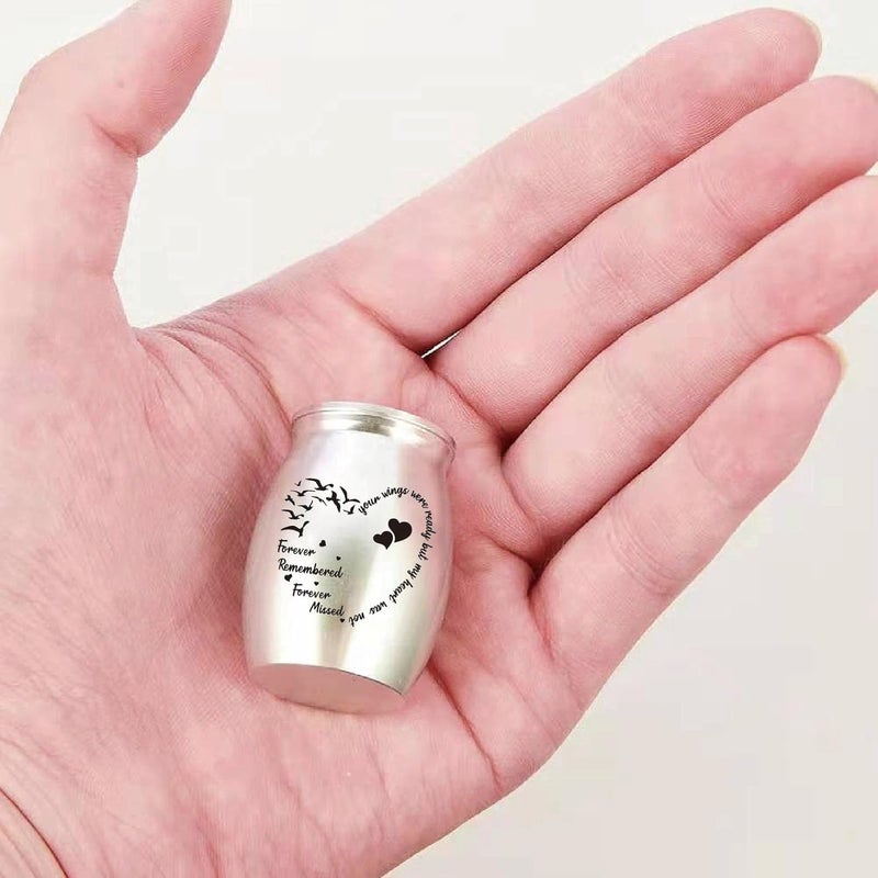 CREATCABIN Seagull Heart Mini Urns for Human Ashes Small Cremation Keepsake Urn Silver Alloy Sharing Funeral Urn Miniature Burial Jar Memorial Ashes Holder Decorative Urns 1.6x1.2Inch - Image 4