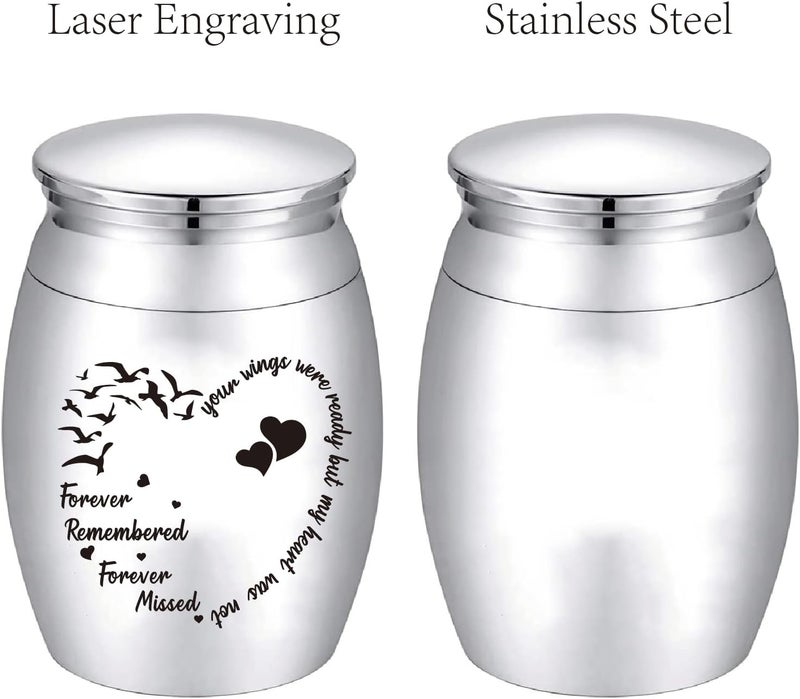 CREATCABIN Seagull Heart Mini Urns for Human Ashes Small Cremation Keepsake Urn Silver Alloy Sharing Funeral Urn Miniature Burial Jar Memorial Ashes Holder Decorative Urns 1.6x1.2Inch - Image 3