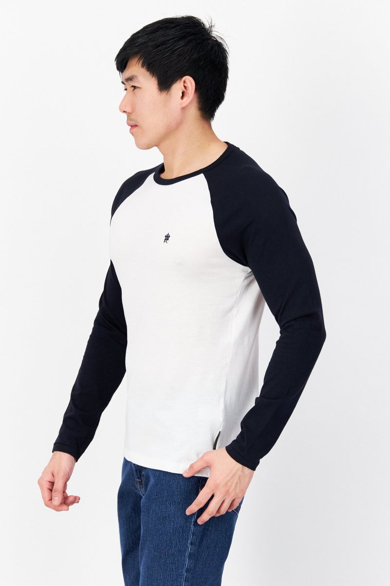French Connection Men Crew Neck Long Sleeve Brand Logo T-Shirts, White - Image 3