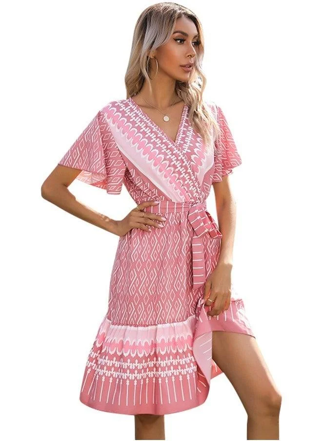 YUNIQEE Pink Printed Knee length Dress
