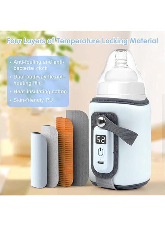 Gonice 【Upgrade】 Portable Bottle Warmer, Baby Milk Warmer for All Bottles, Rapid Heating Accurate Temperature Control with LED Display, USB Warmer Bottle Suitable for Home and Outing (Blue)  - Image 5