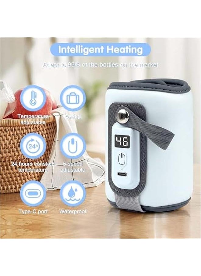 Gonice 【Upgrade】 Portable Bottle Warmer, Baby Milk Warmer for All Bottles, Rapid Heating Accurate Temperature Control with LED Display, USB Warmer Bottle Suitable for Home and Outing (Blue)  - Image 3