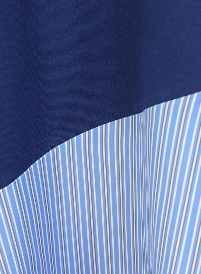 Benin by modanisa Navy Blue Color Block A-Line Maxi Dress - Image 3